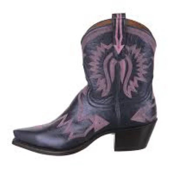 Miron Crosby Metallic Navy & Pink Cowgirl Boots - Sz. 10